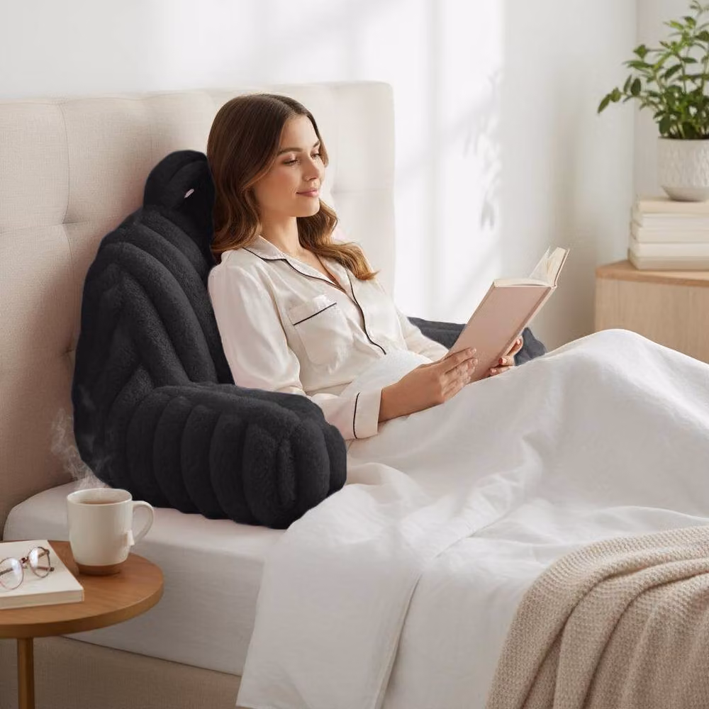 Velosso Jumbo Cord Faux Fur Cuddle Pillow for Back and Lumbar Support in Black – 2