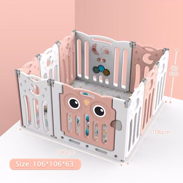 Livingandhome Foldable Configurable Baby Playpen and Toddler Activity Center in Pink, Diameter: 106 cm