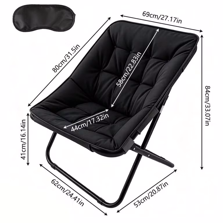 Ventryn Oversized Faux Fur Saucer Moon Lounge Chair in Black