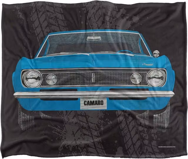 LOGOVISION Chevrolet 1967 Camaro Illustration Super Soft Fleece Throw Blanket, White, W/D/H: 152 x 127 cm – 5