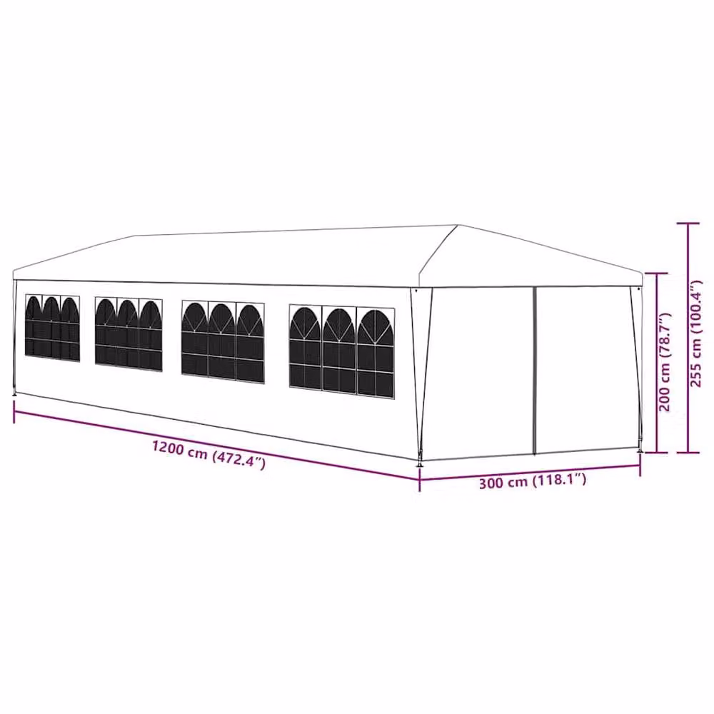 Berkfield Home Garden White Hip Roof Garden Marquee W: 3 m, D: 12 m, H: 2.55 m – 2