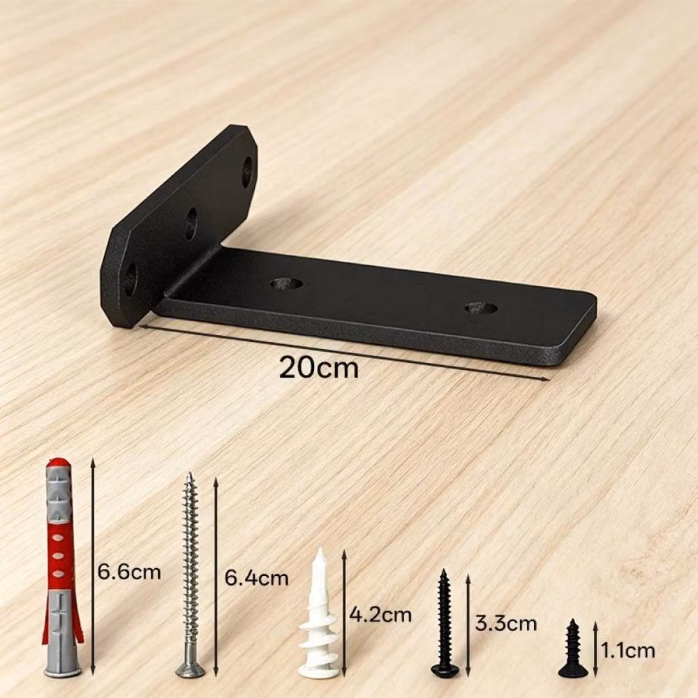 PAWNORA 8-Piece Floating Shelf Brackets, Black, 20 cm – 2