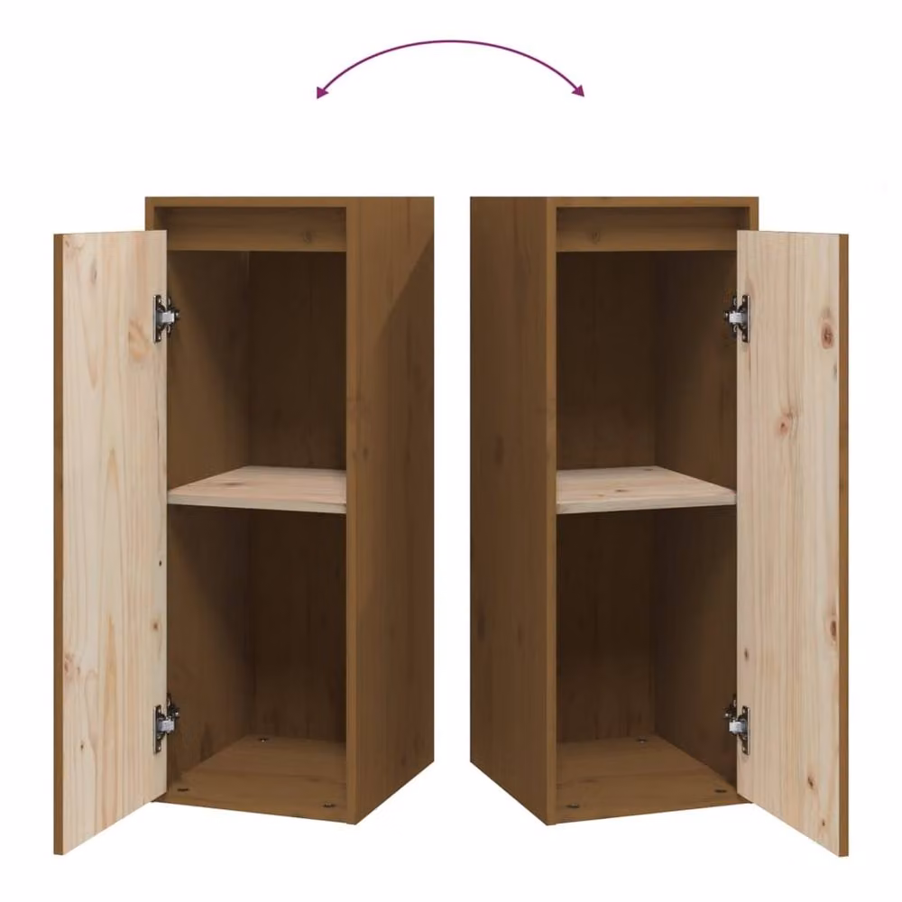 Berkfield Home Set of 2 Honey Brown Solid Wood Pine Wall Cabinets, W/D/H: 30 x 30 x 80 cm – 4