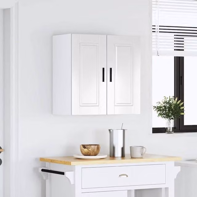 Berkfield Home Porto High Gloss White Kitchen Wall Cabinet with Internal Shelves W/D/H: 60 x 31 x 60 cm