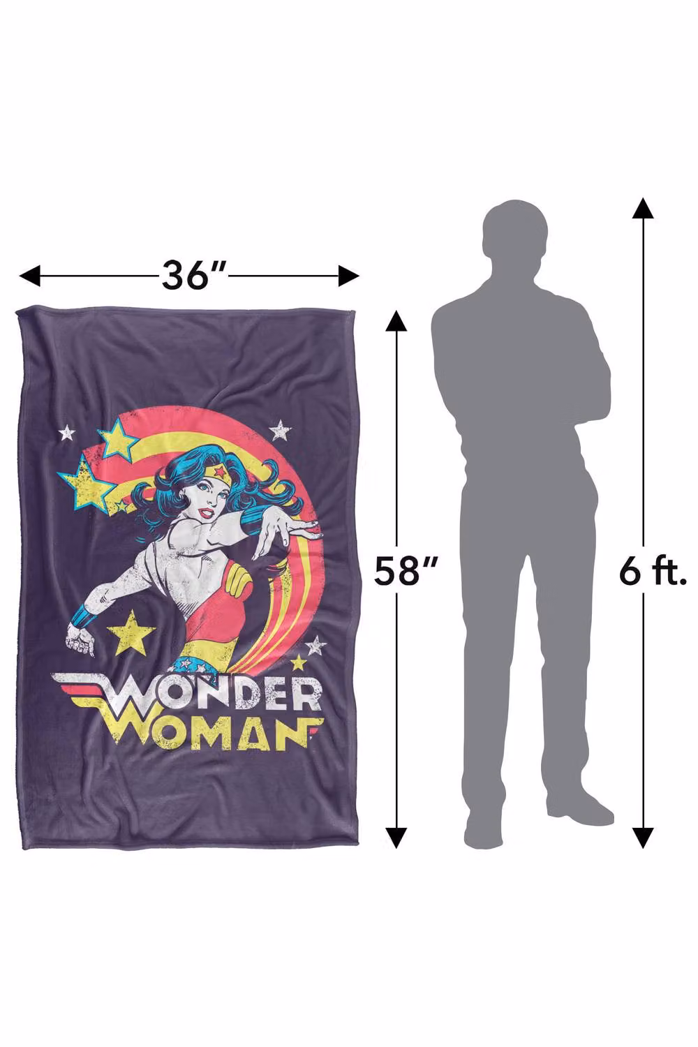 LOGOVISION Wonder Woman Good Vibes Super Soft Silky Touch Fleece Throw Blanket, Multicolour, W: 152.4 cm x L: 127.0 cm – 8