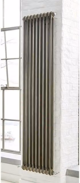 Clifton Silver Vertical 2 Column Radiator, H x W: 180 x 33.5 cm – 1