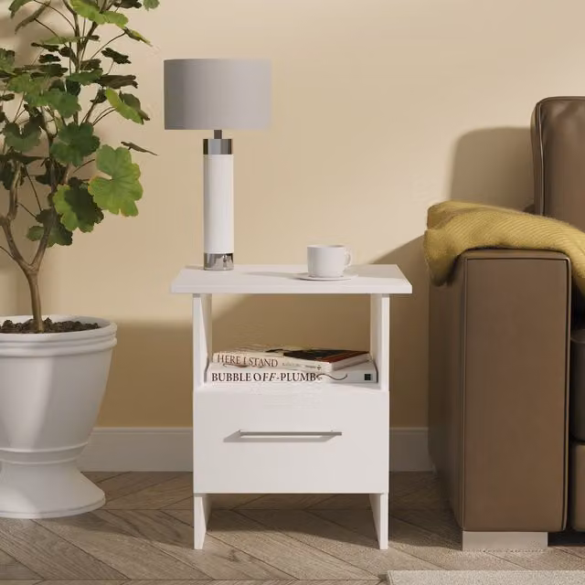 2 U Gloucester Bottom Drawer Lamp Table in White – 1