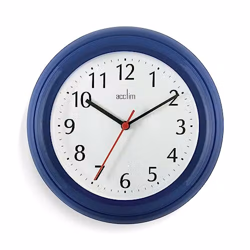 Acctim Wycombe Round Quartz Wall Clock in Blue, Diameter: 22 cm – 2