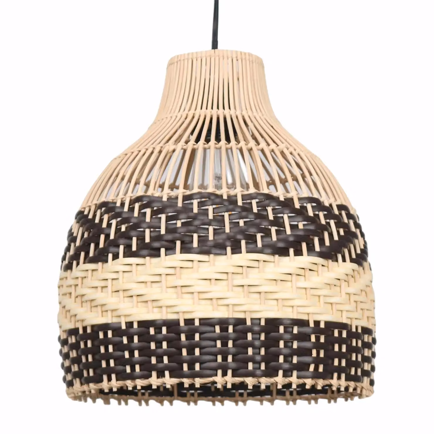 First Choice Lighting Tanya Set of 2 Natural Rattan Mix Round Easy Fit Pendant Lightshades in Brown – 2