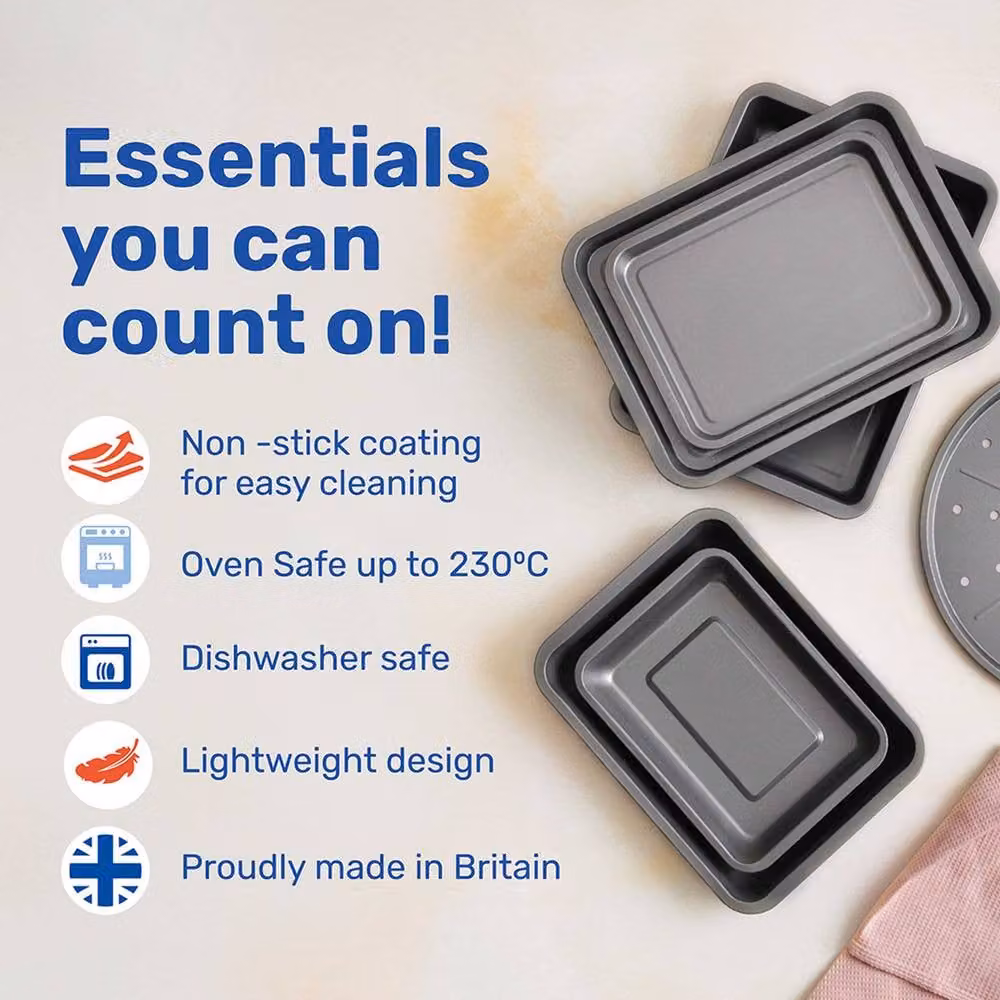 Betterware Essentials Non-Stick Carbon Steel Pizza Trays, Silver, 2 x 33 cm – 1