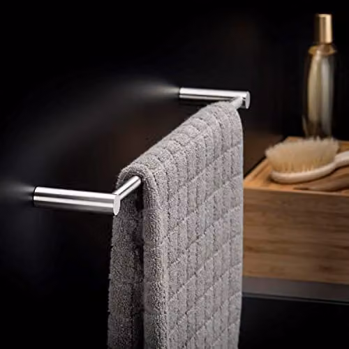 COSMIC Wall Mounted Stainless Steel Towel Rail in Grey, W: 40 cm, D: 6.5 cm, H: 2 cm – 2