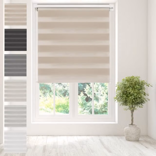 Caecus Day Night Zebra Duo Roller Blind in Beige and Brown, W: 50 cm, H: 210 cm