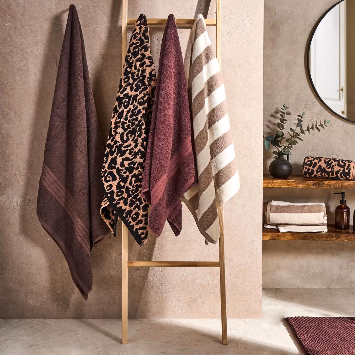 OHS Leopard Print Luxury Cotton Hand Towel, Beige and Multicolour, W/D/H: 80 x 50 x 0.5 cm – 7