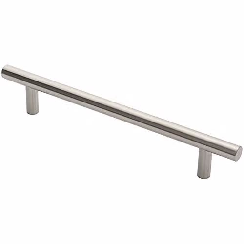 Loops Straight T-Bar Door Pull Handle in Brushed Silver Stainless Steel, W: 40 cm, D: 1.9 cm, Fixing Centres: 30 cm