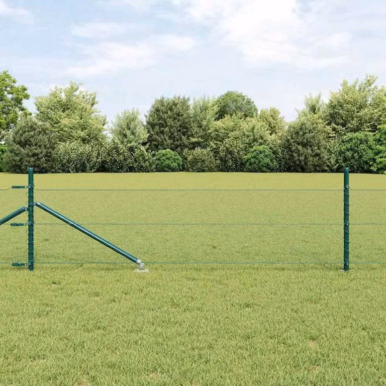 Berkfield Home Green PVC-Coated Steel Hexagon Fence, H: 0.4 m x W: 25 m