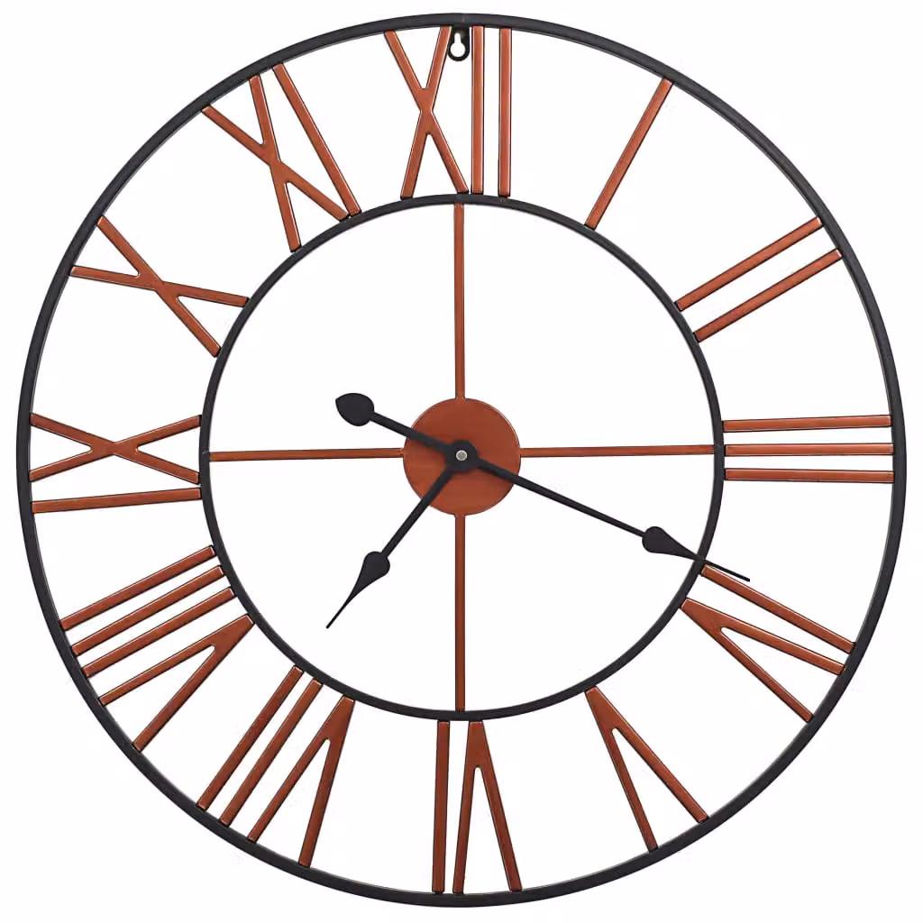 Berkfield Home Round Metal Quartz Wall Clock in Red, Diameter: 58 cm – 2