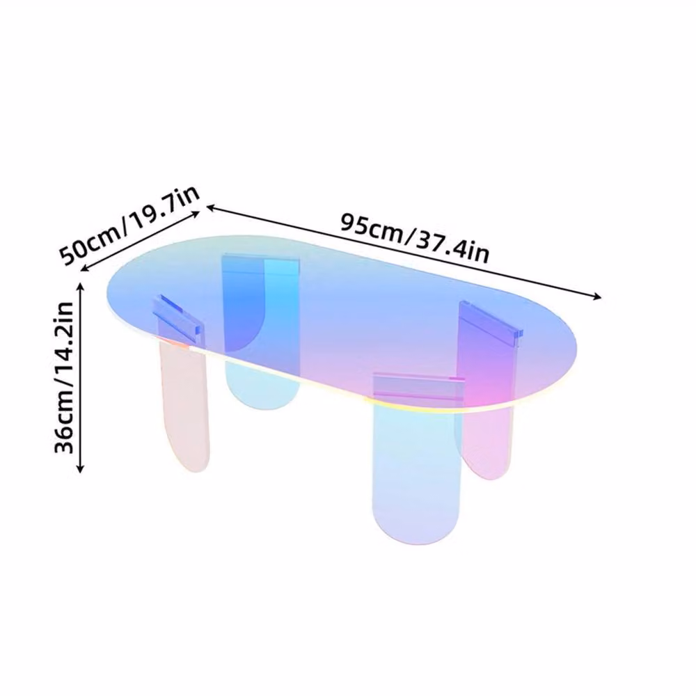 NESTLUNE Rainbow Clear Acrylic Oval Coffee Table – 2