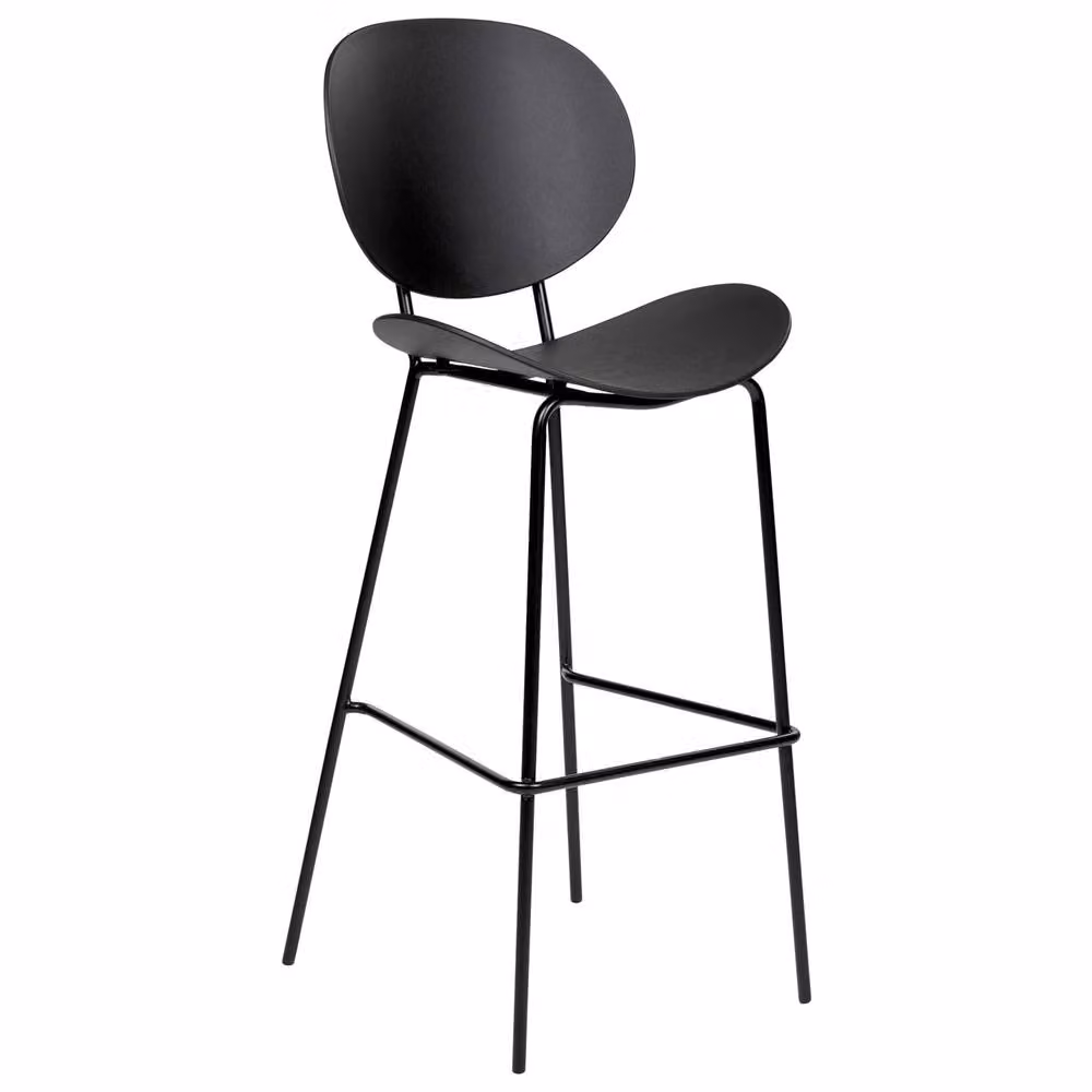 Wyld and Coco Set of 2 Black Bar Chairs with Polypropylene Seats and Powder-Coated Iron Legs – 3