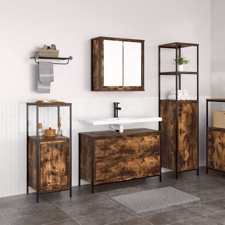 Berkfield Home 3 Piece Modern Bathroom Furniture Set in Smoked Oak Brown