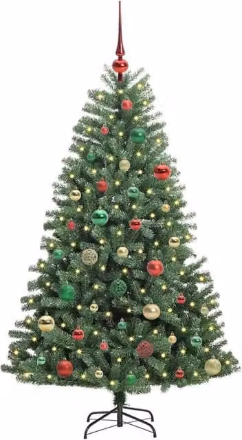 Berkfield Home Realistic Artificial Hinged Christmas Tree, Green, Height: 150 cm