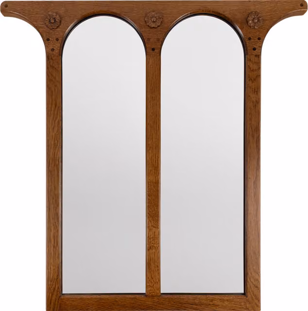House of Hackney BRUNEL Double Mirror in Brown Oak, W/D/H: 90.5 x 2.0 x 89.5 cm