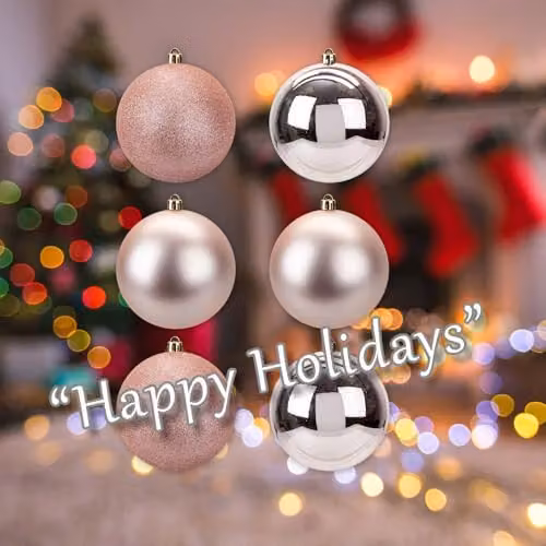 VFM e-Store Set of 6 Gold Round Christmas Bauble Hanging Tree Ornaments, 10 cm – 5