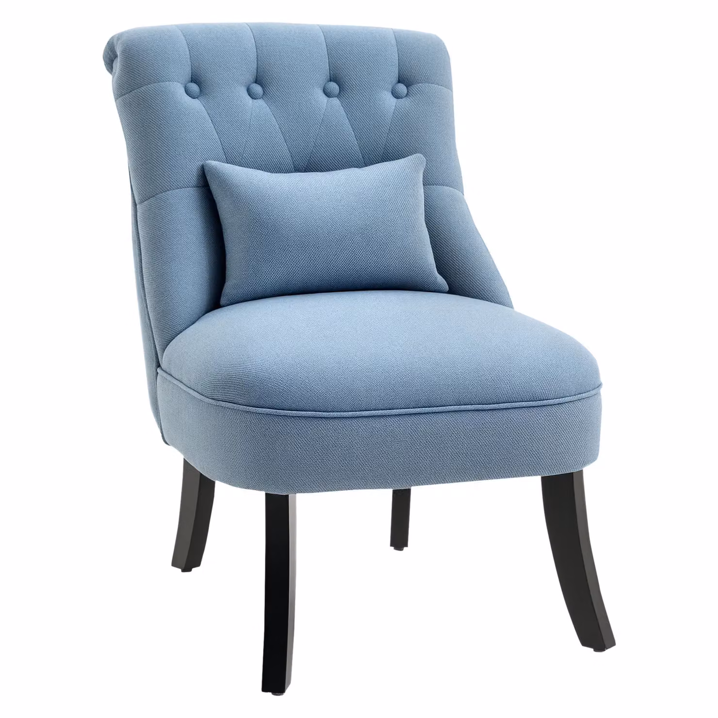 HOMCOM Blue Fabric Tub Chair with Solid Wood Frame and Integrated Armrests – 2