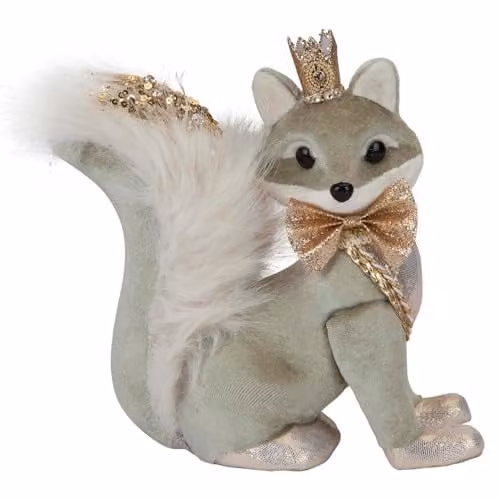VFM e-Store Christmas Velvet Fox Tabletop Decoration, Green, H: 20 cm x W: 9 cm