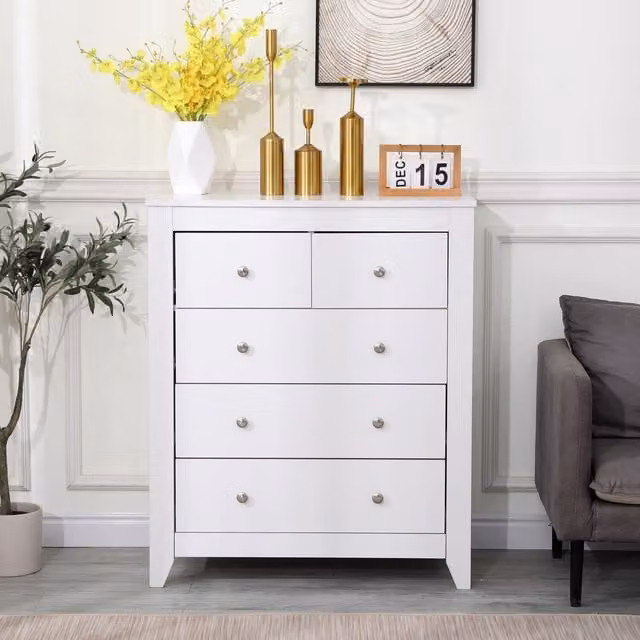 HMD Furniture White Wooden Modern Bedroom Set