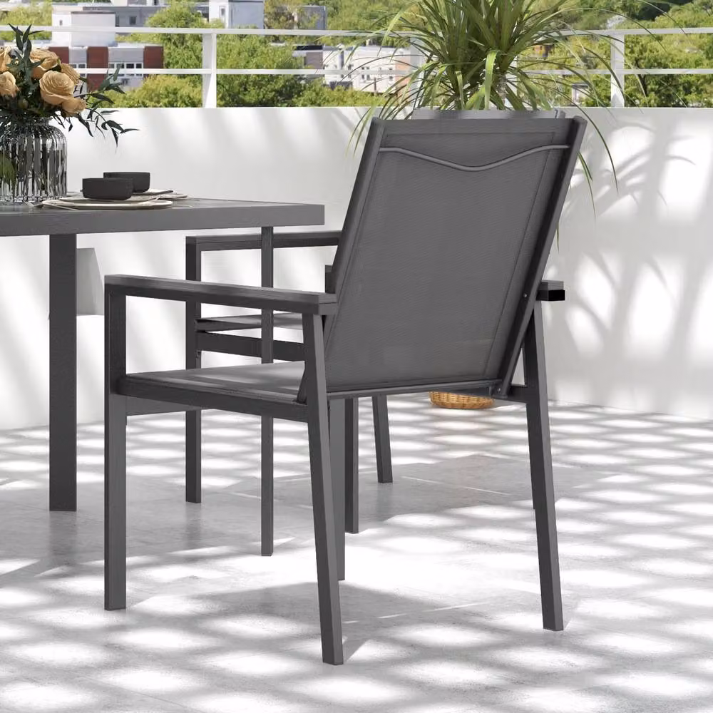 STILVORA 4-Seater Modern Dining Set with Grey Matt Metal and Glass Frame – 5