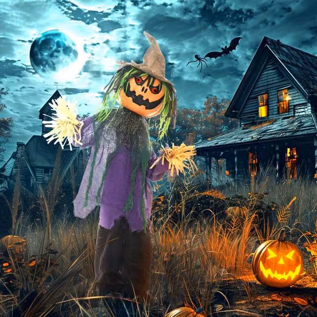 HOMCOM Purple Pumpkin Halloween Animatronic Prop for Indoor and Outdoor Decoration