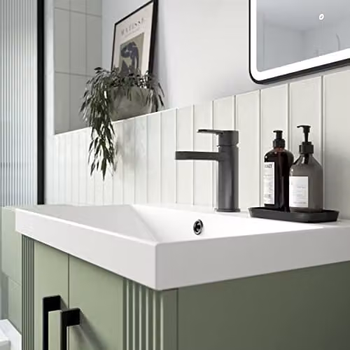 nuie ARV705 Arvan Modern Bathroom Round Mono Basin Mixer Tap with Push Button Waste, Brushed Pewter – 2