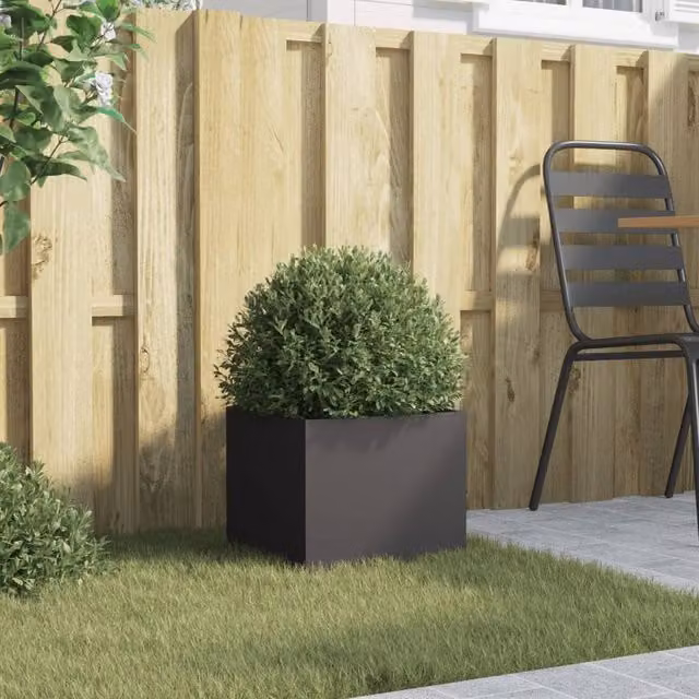 Berkfield Home Steel Planter Tub, Black, W: 32 cm, D: 30 cm, H: 29 cm