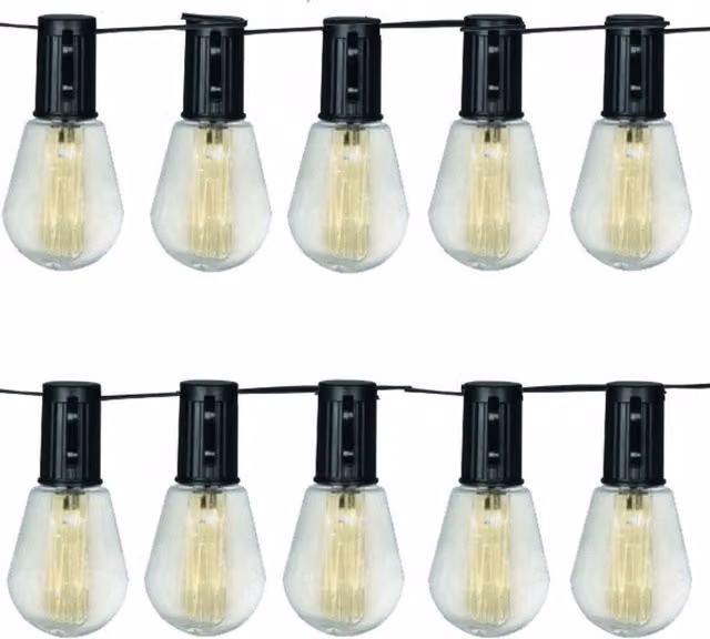 Luxform Alicante Solar LED String Lights with Warm White Glass Cylinder Tubes in Black – 2