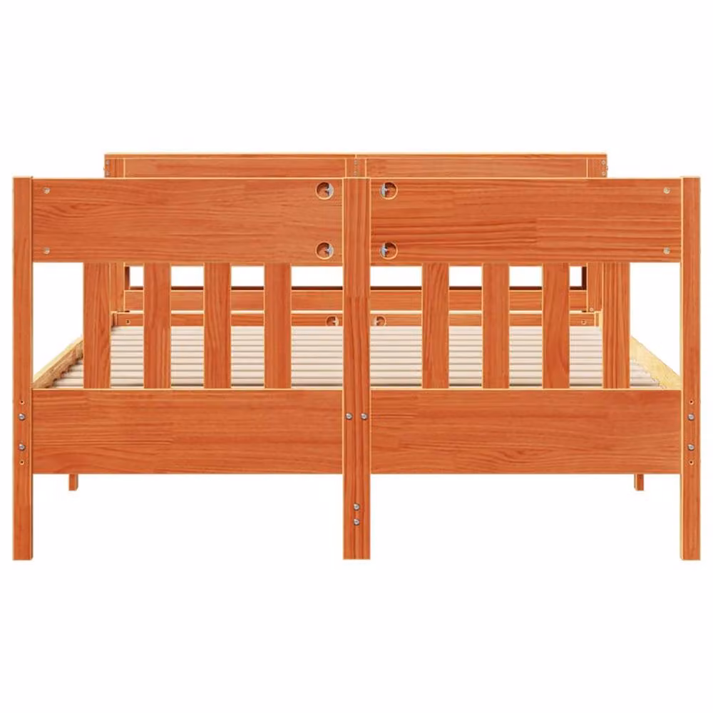 Berkfield Home Solid Wood Decorative Bed Frame in Wax Brown, Small Double, W/D/H: 120 x 200 x 82 cm – 2