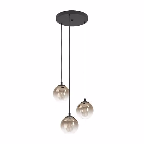 Eglo Ariscani Cluster Pendant Light in Black and Brown with Glass Spheres – 1