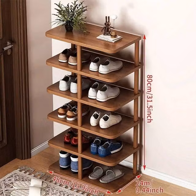 EONLION 8 Tier Wooden Shoe Rack in Brown, Width: 100 cm – 1