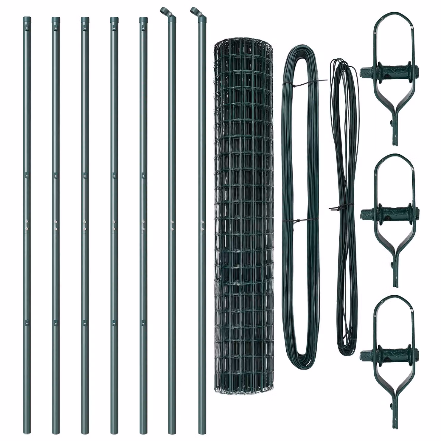 Berkfield Home Euro Fence with 7 Posts, Galvanised Steel, Green and Silver, W: 10 m, H: 1.6 m – 3