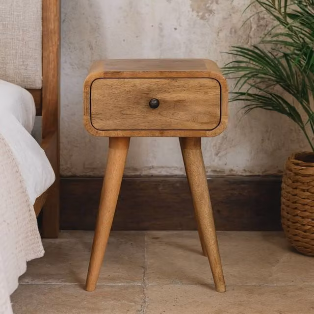 Wyld Haus Vicenza Mango Wood Nightstand with Drawer, Brown, W/D/H: 30 x 30 x 49 cm