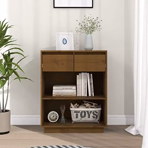 vidaXL Rustic Solid Wood Pine Console Cabinet, Brown, W: 60 cm, D: 34 cm, H: 75 cm – 2