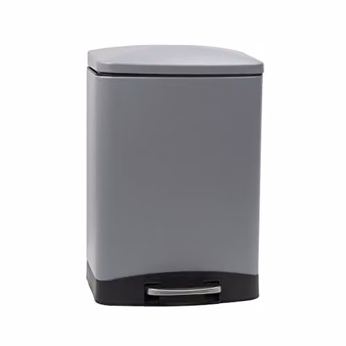 Calitek 6 Litre Pedal Waste Bin with Soft Close Lid and Removable Inner Bucket, Grey