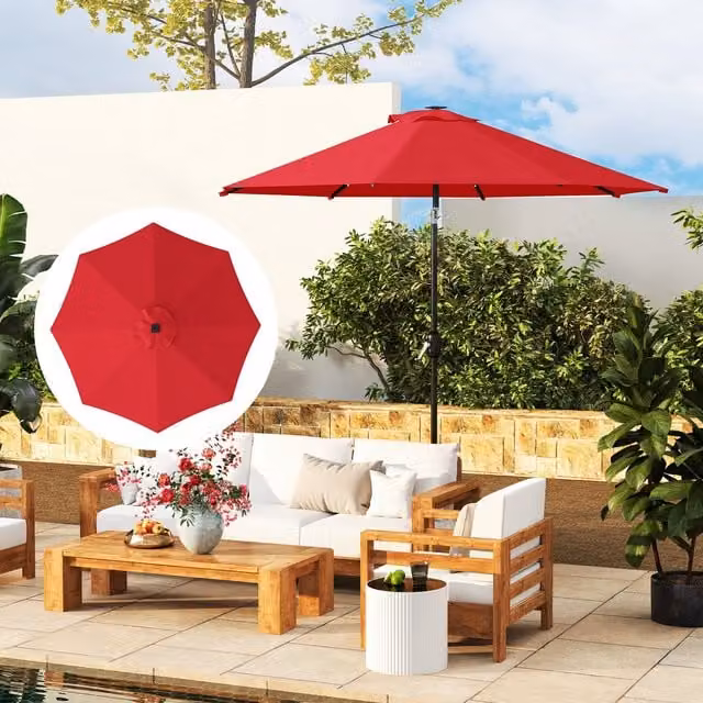 Outsunny Red UPF 50 Replacement Parasol Canopy, 3 m