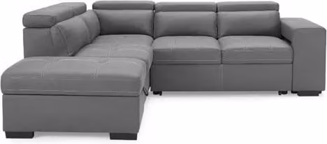 TGC Crimson Grey Faux Leather Left Hand Corner Sofa with Storage