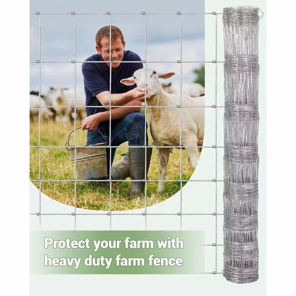 Kelvenix Galvanised Steel Farm Fence in Silver, H 1.2 m x W 100 m (Wire Width: 32 mm) – 3
