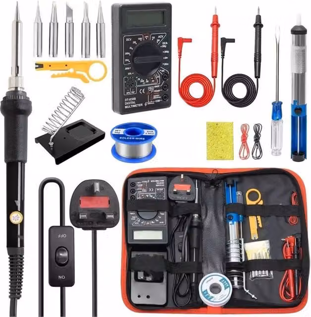 VOGREX 60W Soldering Iron Kit with Multimeter in Black – 1
