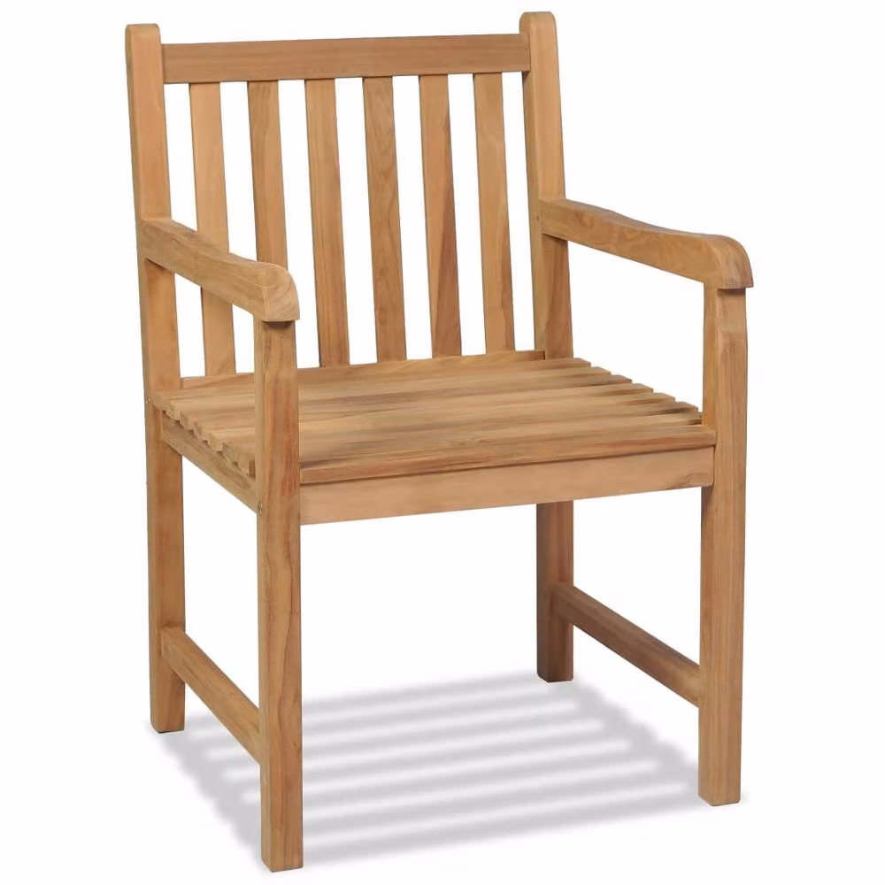 Berkfield Home Set of 2 Rustic Brown Solid Teak Wood Outdoor Chairs with Armrests – 2