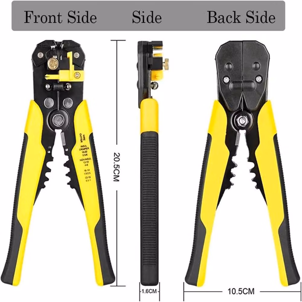 ATEK 3-in-1 Electrical Wire Strippers, Cutters and Terminal Crimper in Yellow – 2