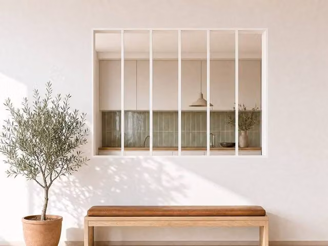 Vente-unique Minimalist Powder-Coated Aluminium and Glass Partition, White, W: 180 cm, H: 130 cm – 1