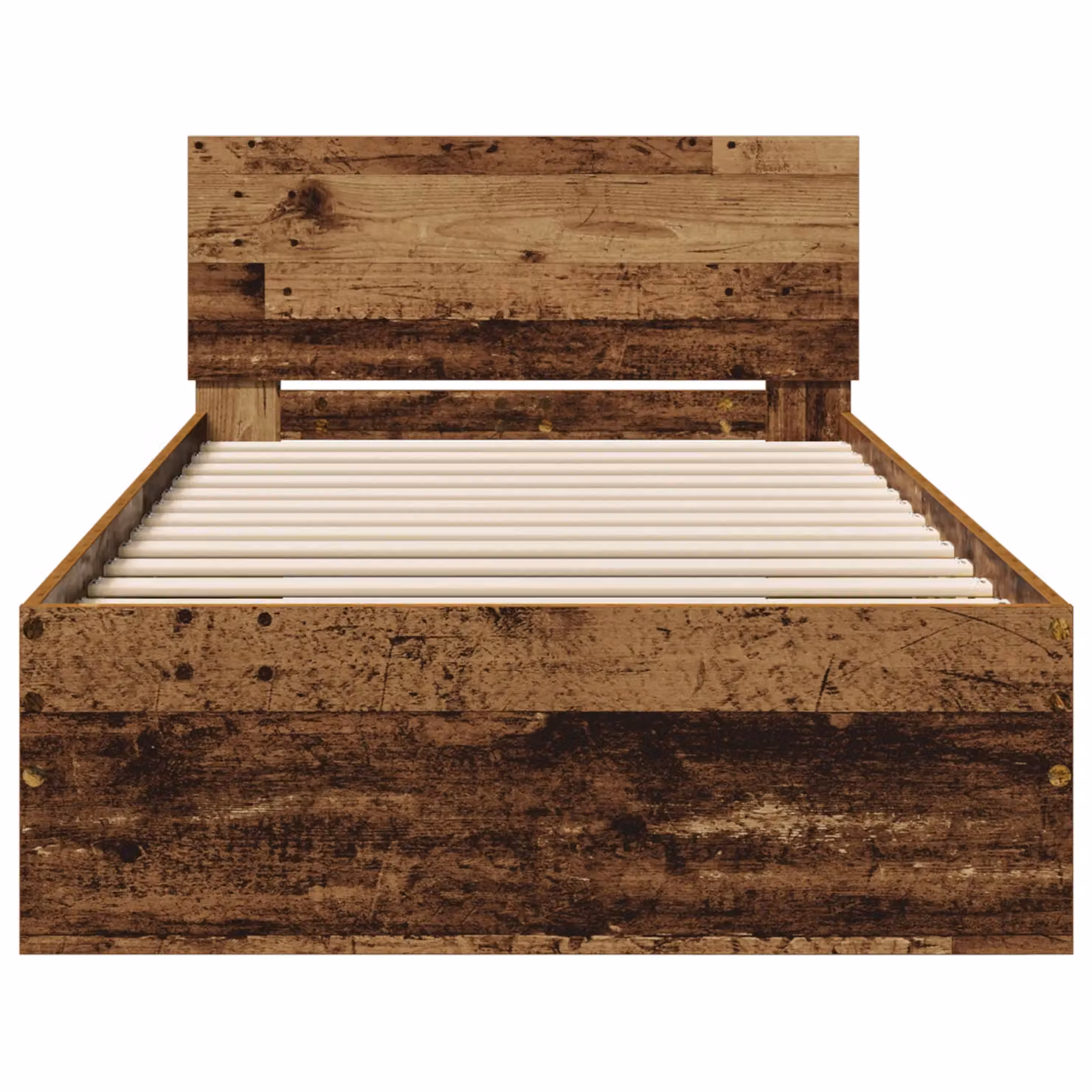 Berkfield Home Rustic Solid Wood Bed Frame with Headboard in Brown, W/D/H: 90 x 190 cm – 3