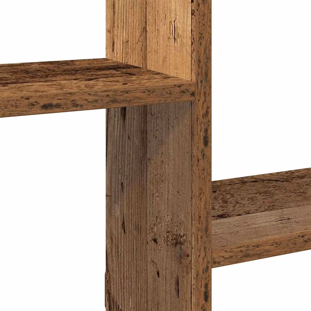 Berkfield Home Wall Mounted Cube Shelf with 5 Compartments in Brown Old Wood Finish, W: 44.0 cm, H: 184.0 cm, D: 18.0 cm – 3